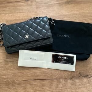 CHANEL WOC Wallet on chain black caviar quilted leather